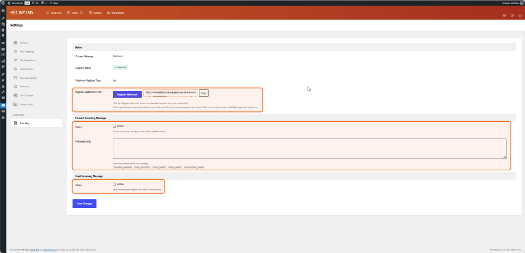 SMS Commands configuration