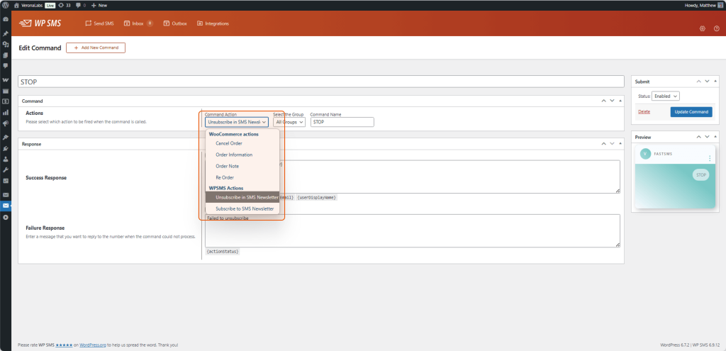 Email forwarding settings