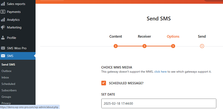 SMS Scheduling Feature