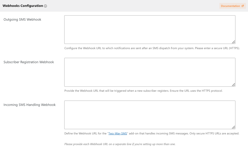 Webhooks Configuration